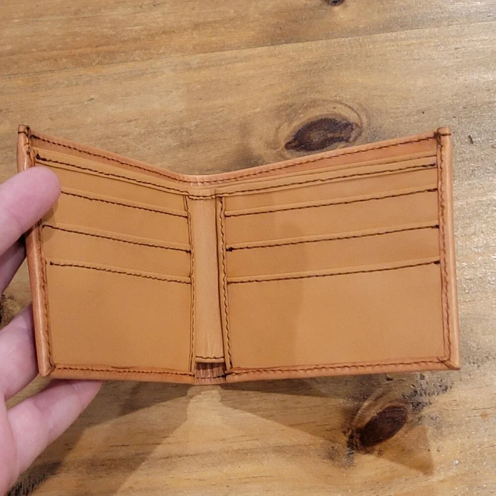 Rodeo Champion Buckle Leather Wallet Hand Tooled Western Team Roping AIRCA
